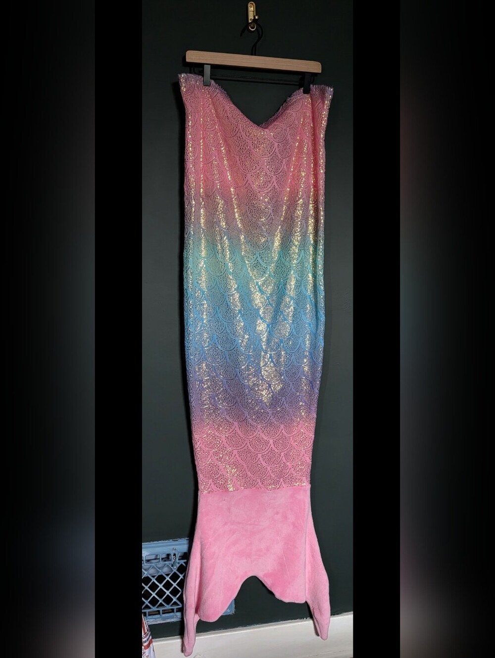 Rainbow Sequin Mermaid Tail Blanket - Pink, Blue, Purple Gradient